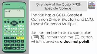 Overview of the Casio fx92B Spéciale Collège  Casio Calculator fx92 Speciale College [upl. by Latreshia]