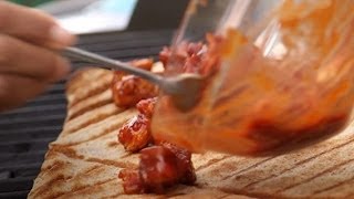 10Second Video Grilled BBQ Chicken Pizza [upl. by Kcirddehs]