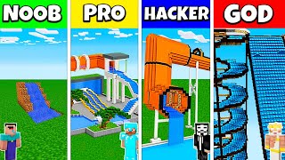 Minecraft Battle NOOB vs PRO vs HACKER vs GOD WATER PARK SLIDE HOUSE BUILD CHALLENGE  Animation [upl. by Esteban]