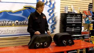 Saddlemen Custom Fit Cruisn Slant Saddlebags Jumbo  Large  Cruiser Customizing Video [upl. by Rudyard497]