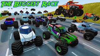 The Biggest Monster Truck Race  Grave Digger Vs Megalodon Vs El Toro Loco [upl. by Etnoval]