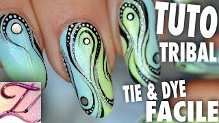 Tuto nail art débutants  dégradé et motif tribal abstrait ネイルアート [upl. by Nhguavahs]