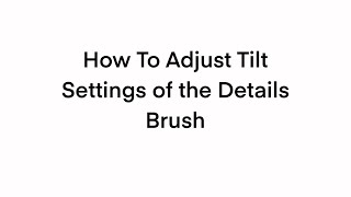 How to Adjust The Details Brush Tilt [upl. by Ailis]