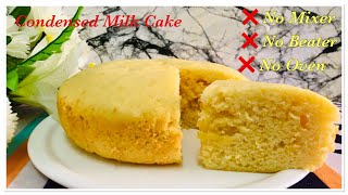 Condensed Milk Cake Recipe with no beater no mixer no oven  Condensed milk cake  Easy cake recipe [upl. by Peder]