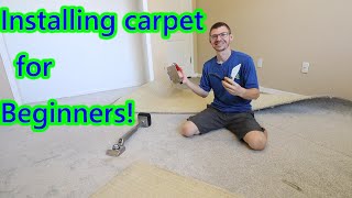 HOWTO INSTALL CARPET FOR BEGINNERS DIY carpet install and tools [upl. by Darb448]