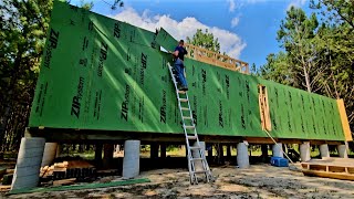 Battling The Heat  Zip Sheathing Installation Part 2  Building Our OffGrid House BY Hand [upl. by Yee]