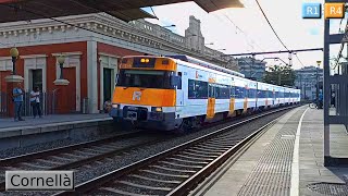 Cornellà R1  R4  Rodalies Barcelona  Renfe 447 [upl. by Anilosi]