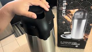 Cresimo Coffee Carafe with Pump  Product Review [upl. by Niawtna]