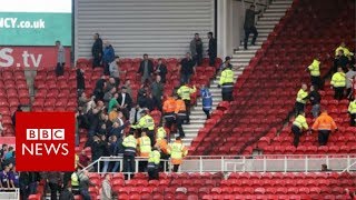 Football fans fight at Middlesbrough v Sheffield United  BBC News [upl. by Areta]