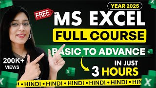 MS Excel Full Course in Hindi  Basic to Advanced  Learn Excel in Just 3 Hours [upl. by Nnywg669]