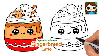 How to Draw a Gingerbread Latte  Squishmallows Christmas [upl. by Zerimar]