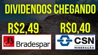 BRAP4 BRAP3 BRADESPAR DIVIDENDOS CHEGANDO CMIN3 CSN MINERAÇÃO PREÇO TETO dividendos brap4 cmin3 [upl. by Asiul]