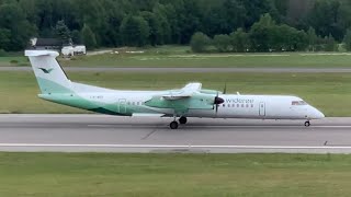 Widerøe Dash 8 Q400  LNWDF  landing and takeoff at Oslo Sandefjord Torp Airport [upl. by Gerrald]