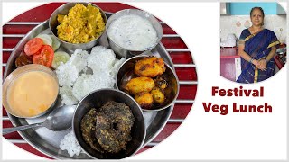 Dussehra 2023 Veg Lunch Thali I South Indian Special Combo I Satvik Meal [upl. by Eivod]