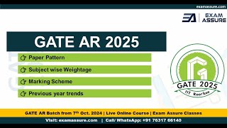 GATE AR 2025  Paper Pattern  Marking Scheme  Previous Paper Analysis amp Subject wise Weightage [upl. by Ennayehc]