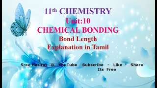 Bond length in tamil  Unit 10  11th Chemistry [upl. by Hibben838]