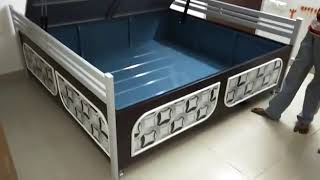 hydraulic metal bed with storage folding quotunbreakable quot metalbed hydraulicbed kingsizefoldingbed [upl. by Enialed]