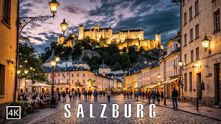 Salzburg Austria 🇦🇹 A Colorful Evening Walk Through Austria’s Charming City 🌆✨ 4K [upl. by Lacey363]