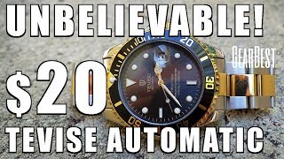 Astounding 20 Tevise T801A Automatic Watch Review co GearBest  Perth WAtch 115 [upl. by Norma]