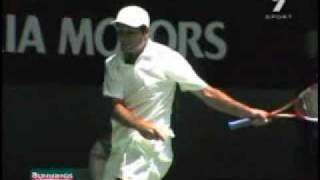 Fabrice Santoro Double Handed Forehand Slice [upl. by Laband]