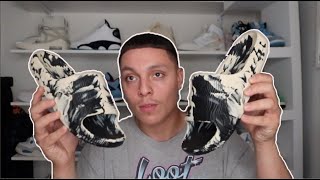 Better than YEEZY SLIDES adidas Adilette 22 Slides Carbon Aluminum Review [upl. by Ahseekal362]