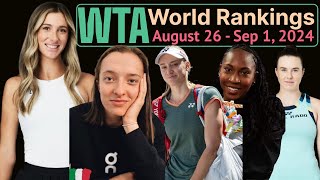 Tennis World Rankings This Week WTA Top 10 Players August 26Sep 1 2024 Title 4 McCartney Kessler [upl. by Rollo]