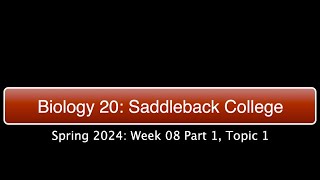 Saddleback Spring 2024 Biol 20  Week 8 Part 1 Topic 1 [upl. by Ytok]