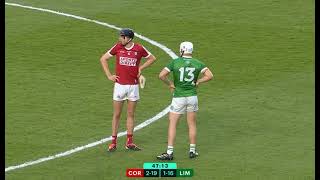 CONTROVERSIAL INCIDENT AS CORK KEEPER IS POLEAXED BY AARON GILLANE  CORK V LIMERICK 2024 HURLING [upl. by Noble]