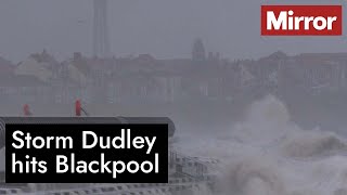 Storm Dudley batters the Blackpool coast [upl. by Johann]