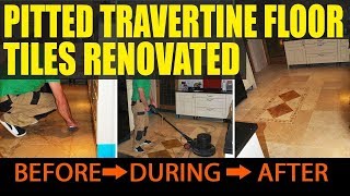 Filling Holes in Travertine Tile and Polishing in Surrey [upl. by Ahsitaf340]