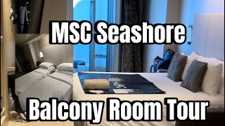 MSC Seashore Deluxe Balcony Room Tour  Cabin 15213 [upl. by Butterworth]