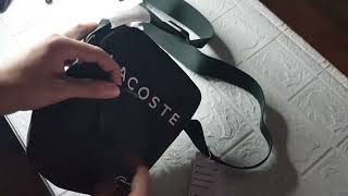 Review Men’s Neocroc Lacoste Lettered Band Vertical Canvas Crossbody Bag by instagram Lqtokk [upl. by Tallula308]