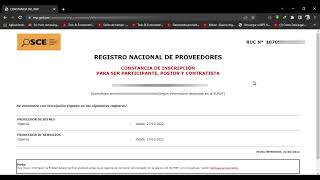 COMO DESCARGAR TU CONSTANCIA DE REGISTRO NACIONAL DE PROVEEDORES RNP – 2022 EN PDF [upl. by Ennirok91]