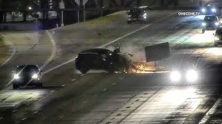 Caught On Camera SUV Collides with Unattended Trailer on I10  Phoenix [upl. by Damalus325]