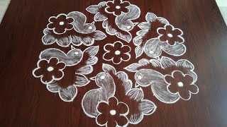 simple birds rangoli 🐦chukkala muggu 13×7 dots [upl. by Gahan]