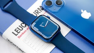 Apple Watch Series 7 UNBOXING  BLUE Aluminum [upl. by Fassold205]