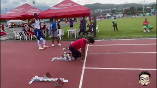 World Athletics U20 Championships Cali 22  Azeem Fahmi practice starting block at warm up track [upl. by Dorris]