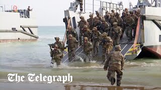 French soldiers hold DDay reenactment as 80th anniversary nears [upl. by Christianity145]