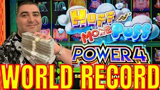 World RECORD BREAKING JACKPOT On HUFF N MORE PUFF POWER 4 Slot [upl. by Kemppe855]