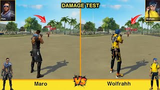 MARO VS WOLFRAHH DAMAGE TEST FREE FIRE  GARENA FREE FIRE [upl. by Dacie]