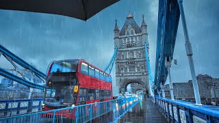 A Rainy City of London Dawn Walk from Holborn Station to Tower Bridge  4K [upl. by Muldon814]