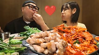 사랑이 왔다가 밥값 때문에 가네요 1차 쌈밥 8인분 2차 모둠 곱창│Ssambap Gopchang Mukbang Eatingshow [upl. by Atteiluj153]