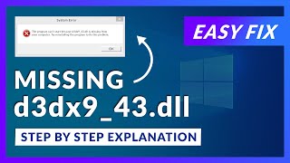 d3dx943dll Missing Error  How to Fix  2 Fixes  2021 [upl. by Hoisch333]