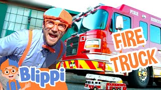 Blippi Explores RED Fire Truck  Vehicles for Kids  Educational Videos for Kids [upl. by Oshinski]