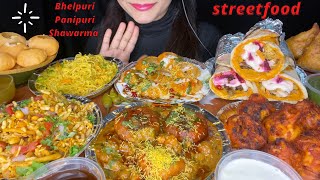 ASMR EATING INDIAN STREETFOODPANIPURI SHAWARMAMOMOBHELPURIDAHIPURIMAGGI FOOD VIDEOS [upl. by Harneen]