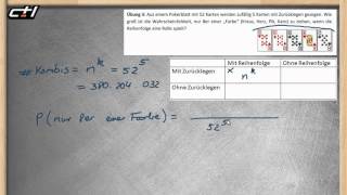 Kombinatorik  Mit Zurücklegen und mit Reihenfolge ★ Übung 3  Pokerblatt [upl. by Letsirhc]
