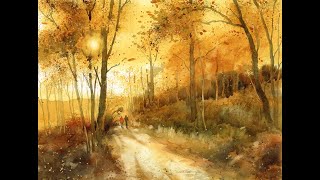 Learn to Paint Golden Light in Watercolor on a Late Autumn Walk [upl. by Qifar631]