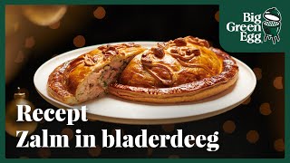 Recept Zalmtaart in bladerdeeg  Big Green Egg [upl. by Ikin373]