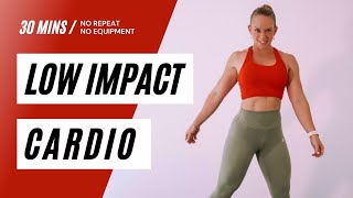 LOW IMPACT CARDIO NO REPEAT  30 MIN No Noise No Equipment HIIT Workout [upl. by Mannes]