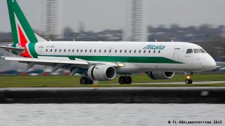 Alitalia Embraer ERJ190 EIRNE landing and takeoff at LondonCity LCYEGLC [upl. by Aihtiekal623]